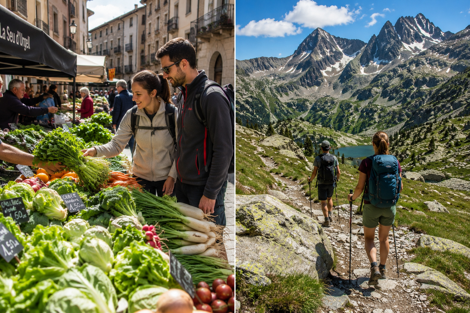 Fresh market shopping and hiking in the Pyrenees